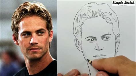 Very Easy How To Draw Paul Walker Simple Sketch Youtube