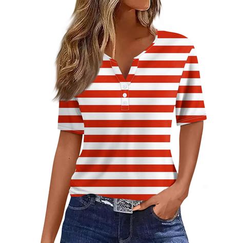 Wangxldd Summer Tops For Women 2024 Vacation 4th Of July Buttons