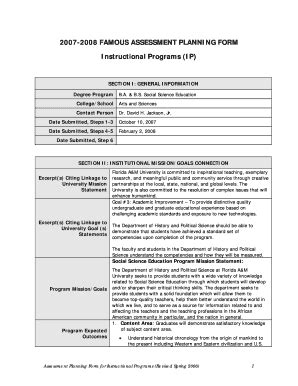 Famous Assessment Planning Form Famu Fill And Sign