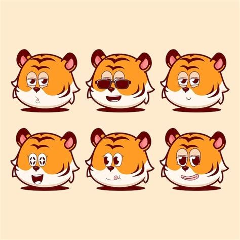 Vektor Cartoon Emojis Des Tigers Premium Vektor