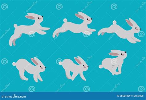 Animation Cycle of Running a Hare.Rabbit Motion Pose Run Stock Vector ...