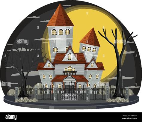 Haunted house at night scene illustration Stock Vector Image & Art - Alamy