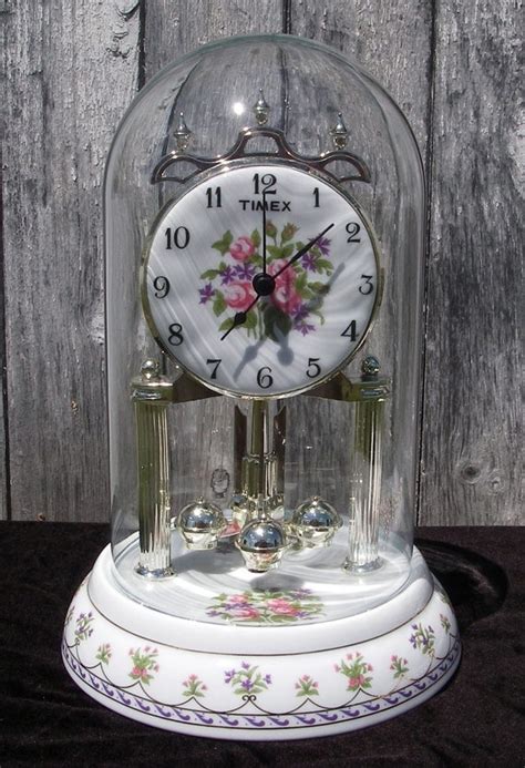 Vintage Clock Timex Porcelain Glass Dome Anniversary Clock