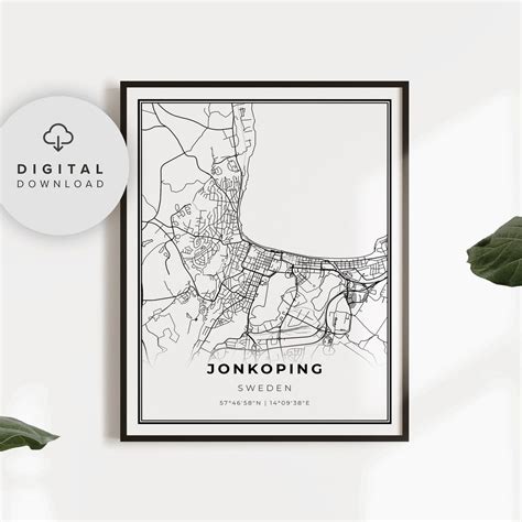 Jonkoping Map Print Sweden Map Art Poster Printable City - Etsy