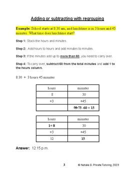 Elapsed Time Add Subtract Column Method By Natalie G Private Tutoring