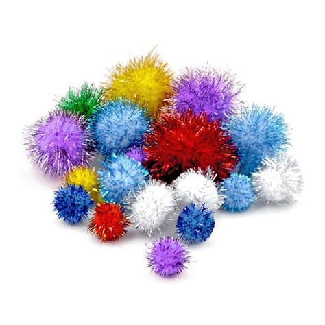 30 Glitzer Pom Poms 10 25mm Bunt Basteln Etsy