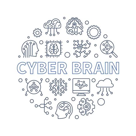 Premium Vector Cyber Brain Concept Vector Round Simple Line Banner