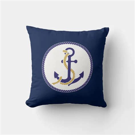 Nautical Anchor Navy Blue Throw Pillow Zazzle