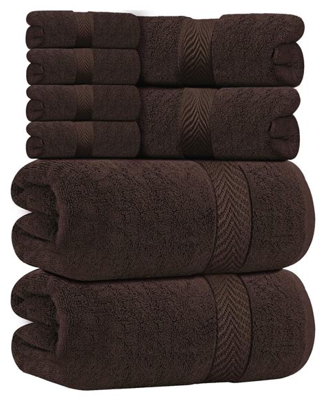 Crixlhix Premium Towel Set 600 8 Piece Brown 100 Ring Spun Cotton