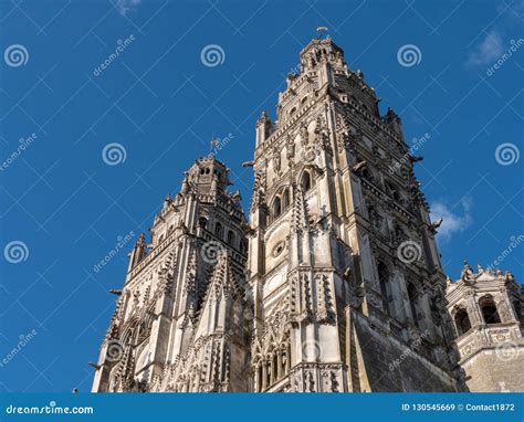 Cathedral of Tours, in the Centre-west of France. Stock Image - Image ...