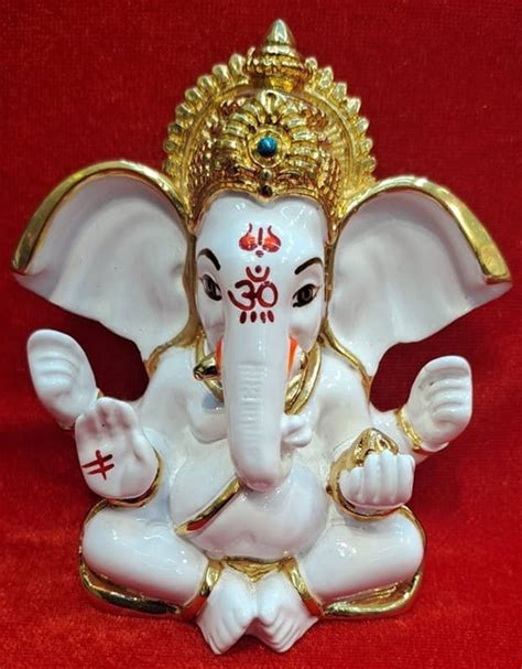 Multicolor Makrana Marble Gold Plated Ganesha Statue At Rs In Mumbai