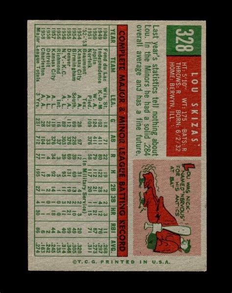 1959 Topps Set Break 328 Lou Skizas EX EXMINT GMCARDS EBay