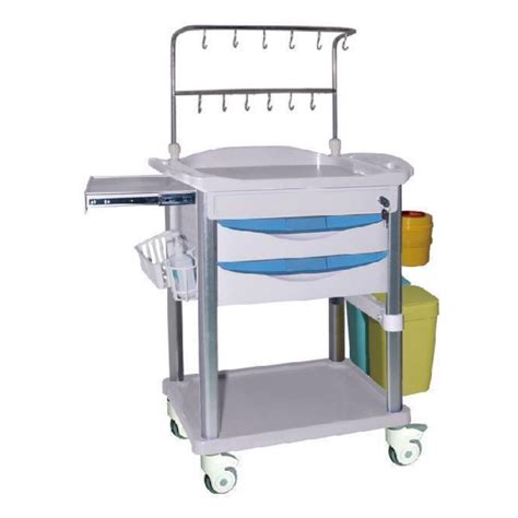 Hospital Cart Emergency Trolley With Drawers Abs Blue Iv Infusion