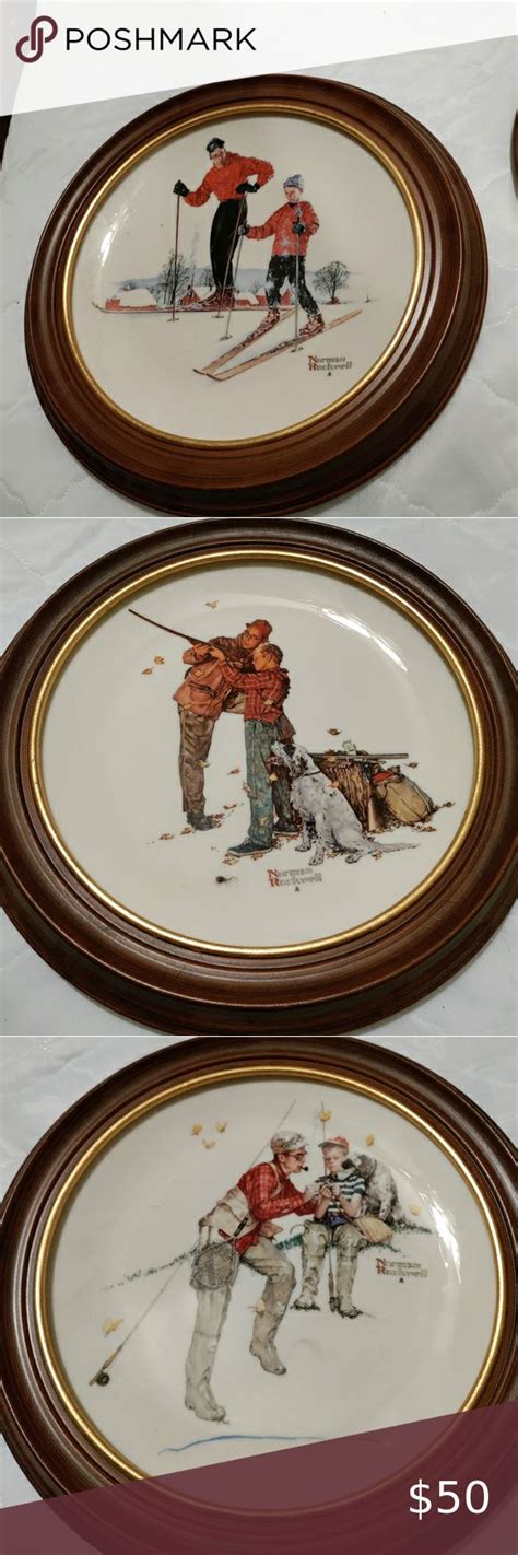 Norman Rockwell Collection Of Plates Four Seasons Series With Hangers