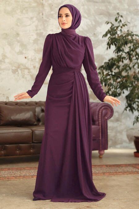 Purple Islamic Wedding Dress 5736MOR Neva Style