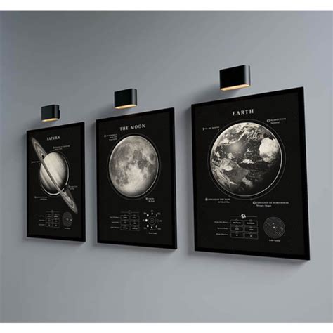 Quadros Decorativo Kit3 Terra Lua Saturno Espaço Planetas Desenho Sala