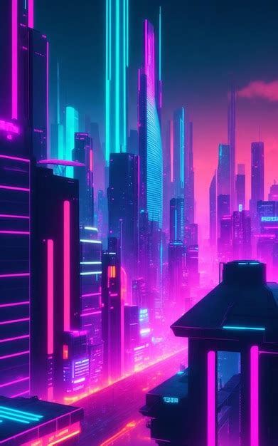 Premium AI Image | neon cityscape wallpaper