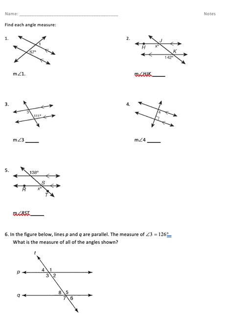 Solved Two Parallel Lines Cut By A Transversal T