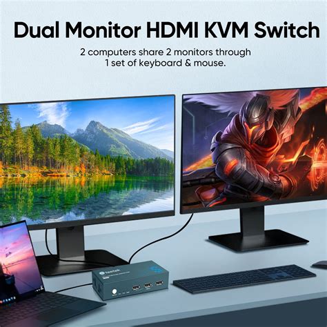 Dual Monitors Kvm Switch 2 Port 4k60hz Hdmi Kvm Switch