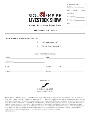 Fillable Online Market Lamb Show Entry Form Fax Email Print Pdffiller