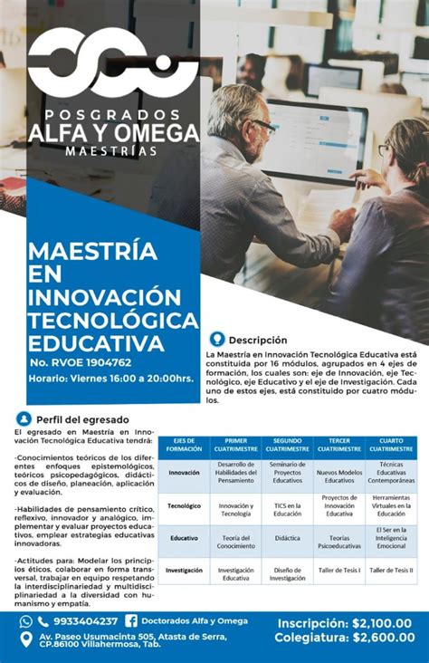 Maestría En Innovación Tecnológica Educativa Alfa Y Omega Posgrado