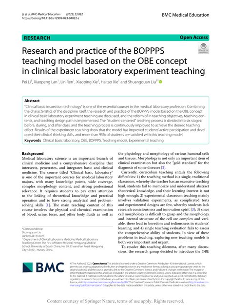 PDF Research And Practice Of The BOPPPS Teaching Model Based On The