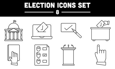 Black Thin Line Art Of Election Icon Or Symbol Set. 24482337 Vector Art ...