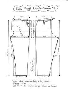 Calça social masculina básica Marlene Mukai Linen pants pattern