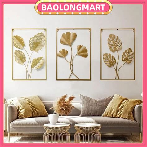 Metal Wall Decor With Square Frame Leaf Wall Art Decor Gold Framed