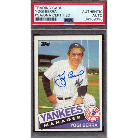 Yogi Berra Signed 1985 Topps 155 PSA Pristine Auction