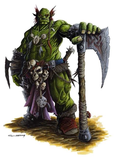 Rpg Fantasy Character Male Orc Barbarian Claudio Casini Art