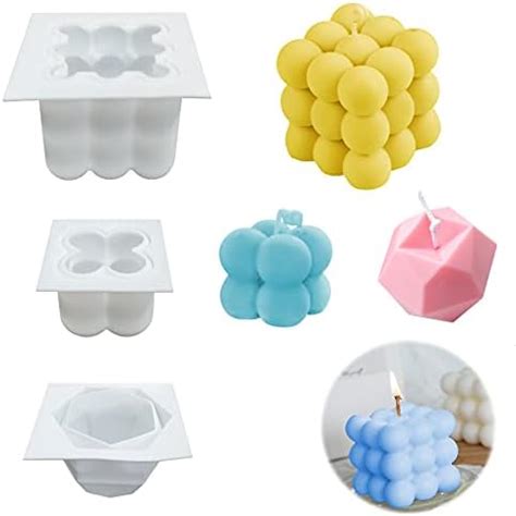 Amazon 3 Pack Silicone Candle Molds MaehSab 3D Bubble Cube Wax