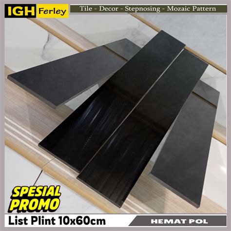 Jual Lis Plin Granit 10x60 Cm Hitam Glossy List Plint Dinding Lantai