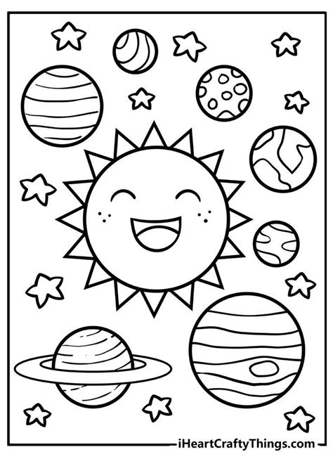 The Solar System Coloring Page With Planets And Stars On It As Well As