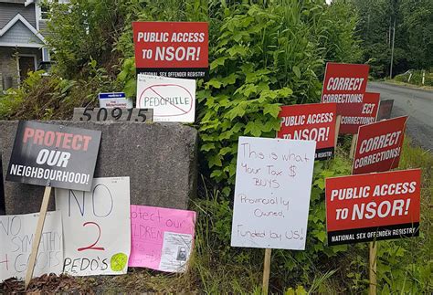 Video Dozens Rally Outside Presumed B C Home Of Repeat Sex Offender