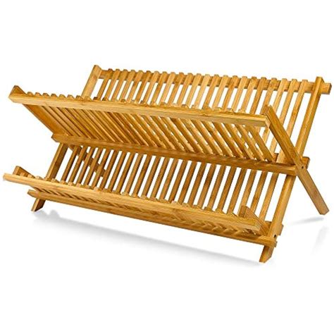 Bamboo Dish Racks 20 X 13 Inch Wood Collapsible Drying 100 Natural