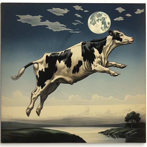 Jumping Cow Full Moon Art Free Stock Photo - Public Domain Pictures