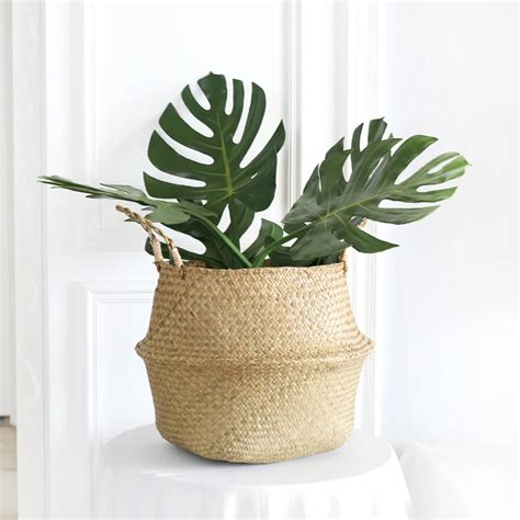 Wcic Garden Plant Flower Pot Handmade Rattan Storage Basket Seagrass