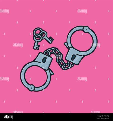 Pair Of Handcuffs And Keys Vector Illustration For Handcuff Day On