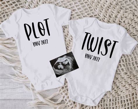 Plot Twist Twins Onesies Set Funny Twins Pregnancy Announcement Twins