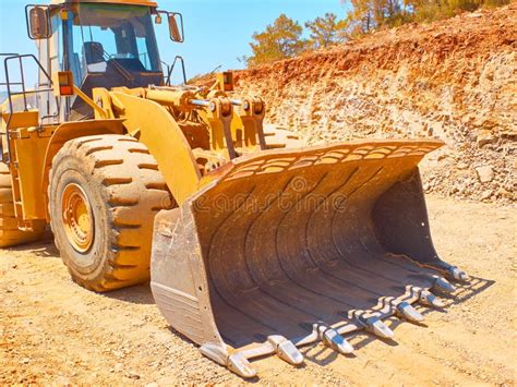 Industrial Wheel Loader on the Road Construction Works Stock Image ...