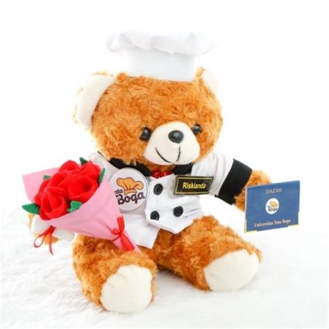 Jual Boneka Profesi Koki Cheff Teddy Bear Dengan Buket Bunga Dan Ijazah