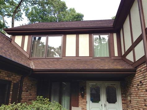 Roof with GAF Barkwood Shingles & Rain Drop Gutter Guards in Lisle - Opal Enterprises Exterior ...