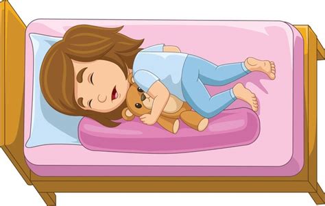 10 Cartoon Bedroom With Girl Holding Teddy Bear Stock Vectors And