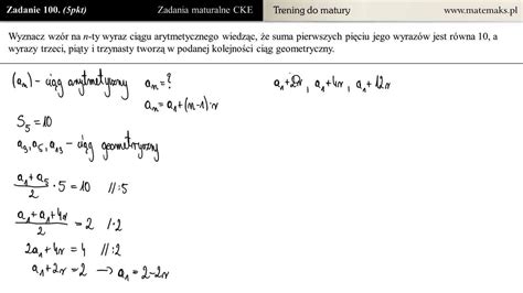 Zad Znajd Wz R Og Lny Ci Gu Arytmetycznego Zadanie Maturalne Za