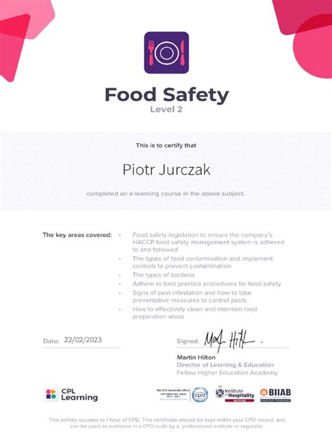 Food Safety Certificate - Ashx | PDF