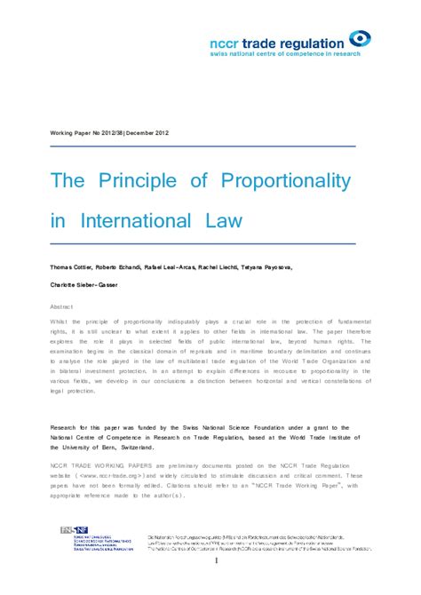 Pdf The Principle Of Proportionality In International Law Roberto