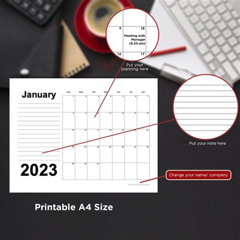 Calendario 2023 Imprimible Imprimible Y Versión Digital A4