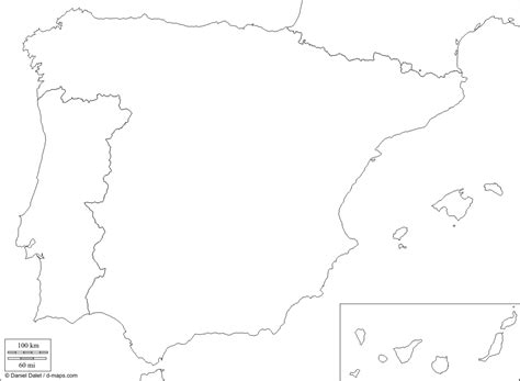 Mapa Mudo De España En Relieve