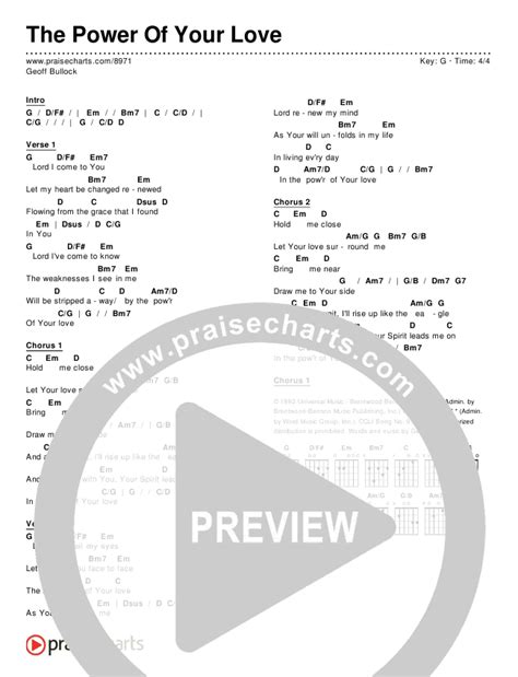 The Power Of Your Love Chords PDF (Geoff Bullock) - PraiseCharts